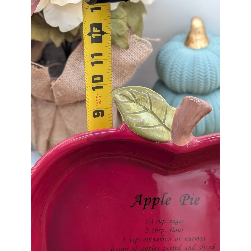 Harvest Red Ceramic Apple Shaped Pie Dish Pan Recipe Base Cottagecore Vintage
